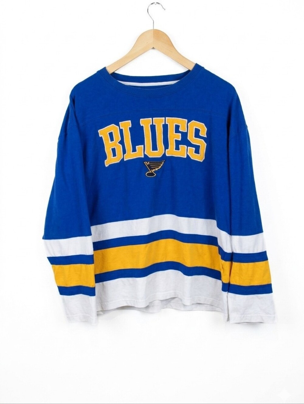 Reebok Blue and White Hockey-Style Long Sleeve Tee